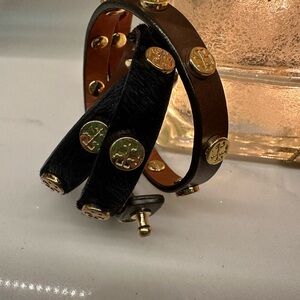 2 TB leather bracelets black-brown in exce cond. -would make great gifts.